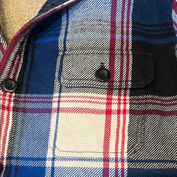 Express Blue and Red Plaid Flannel Jacket - Picture 7 of 9